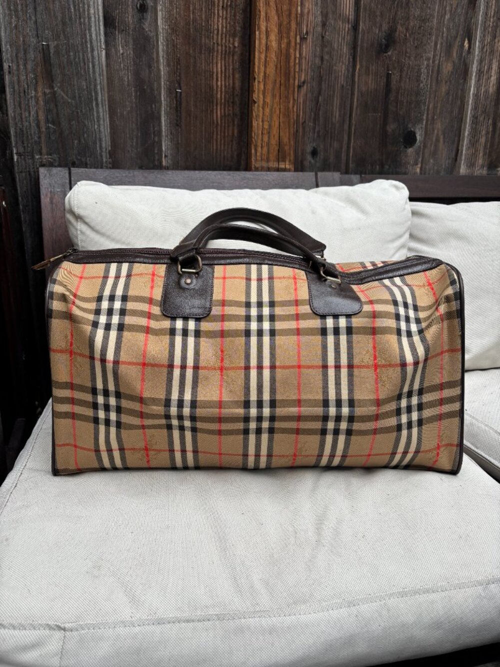 vintage Burberry / Burberrys Nova Check Large Duffle / Weekender Bag.